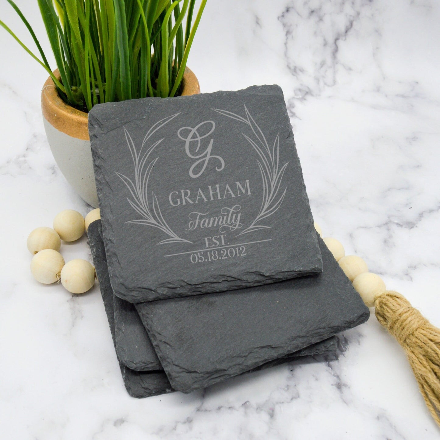 Monogram Slate Coasters