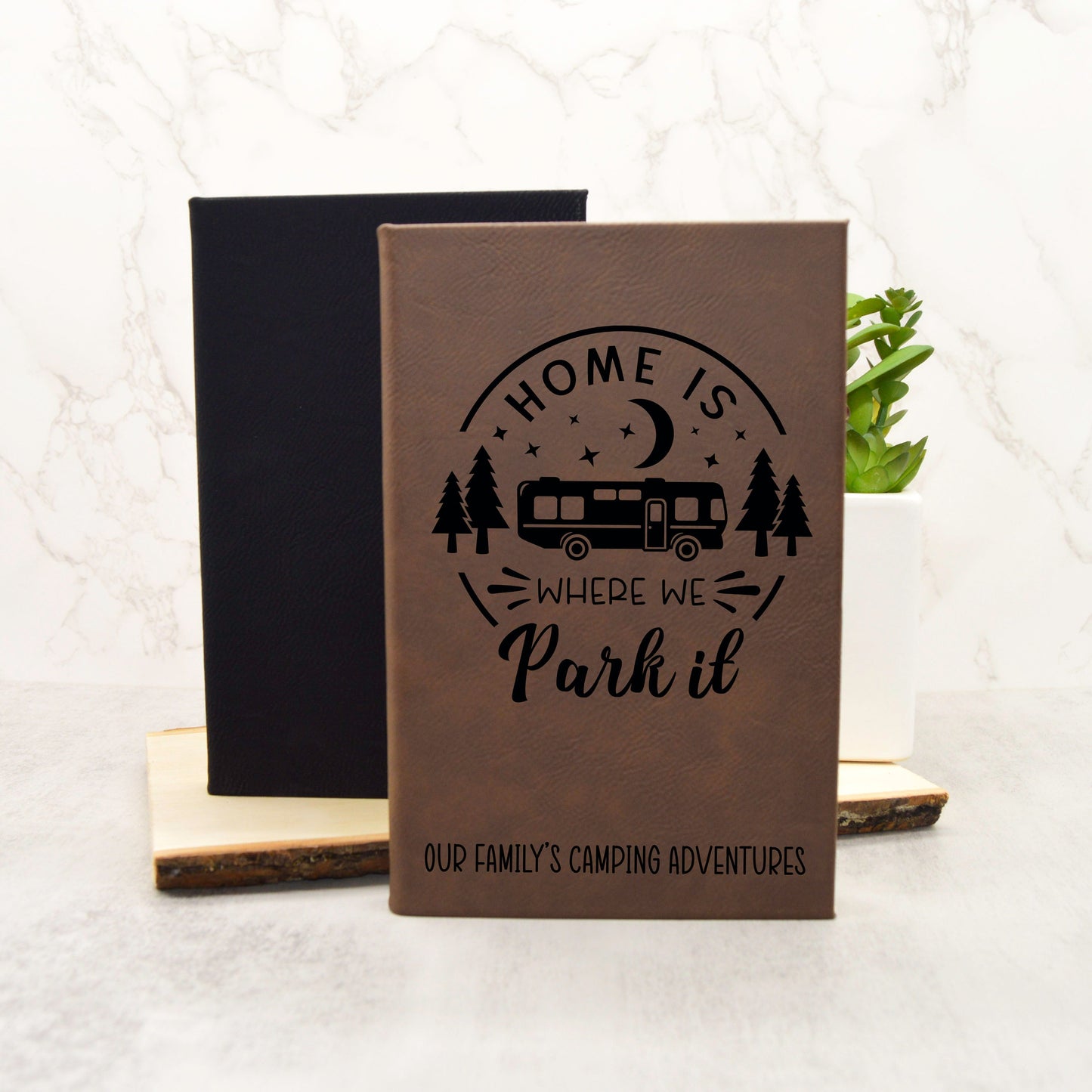 Camping Journal, Travel Journal, Camper Notebook, Camper Gift, RV Gift, Custom Journal, Leather Journal, Camping Gift, Hard Cover Notebook