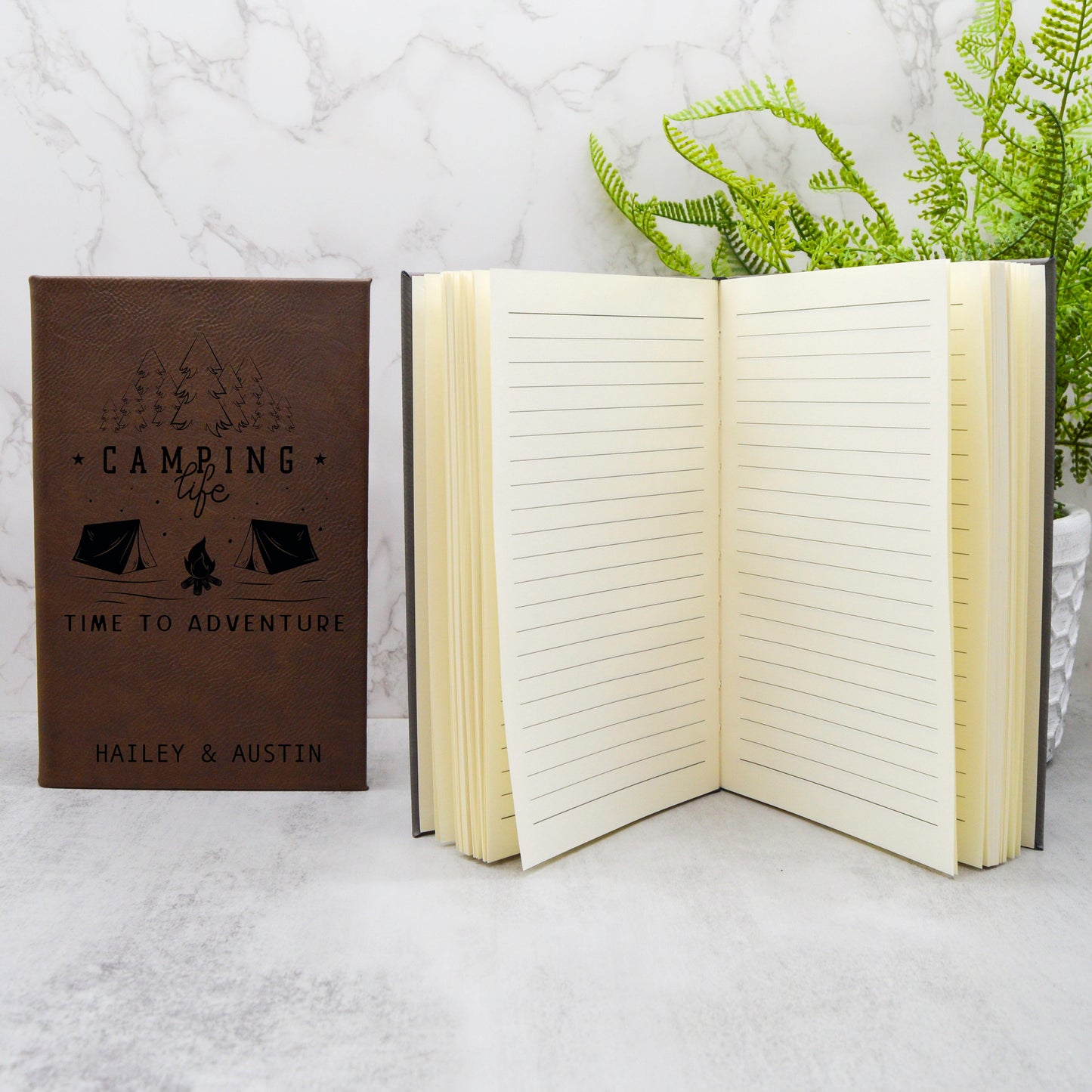 Camping Journal, Travel Journal, Camper Notebook, Camper Gift, RV Gift, Custom Journal, Leather Journal, Camping Gift, Hard Cover Notebook