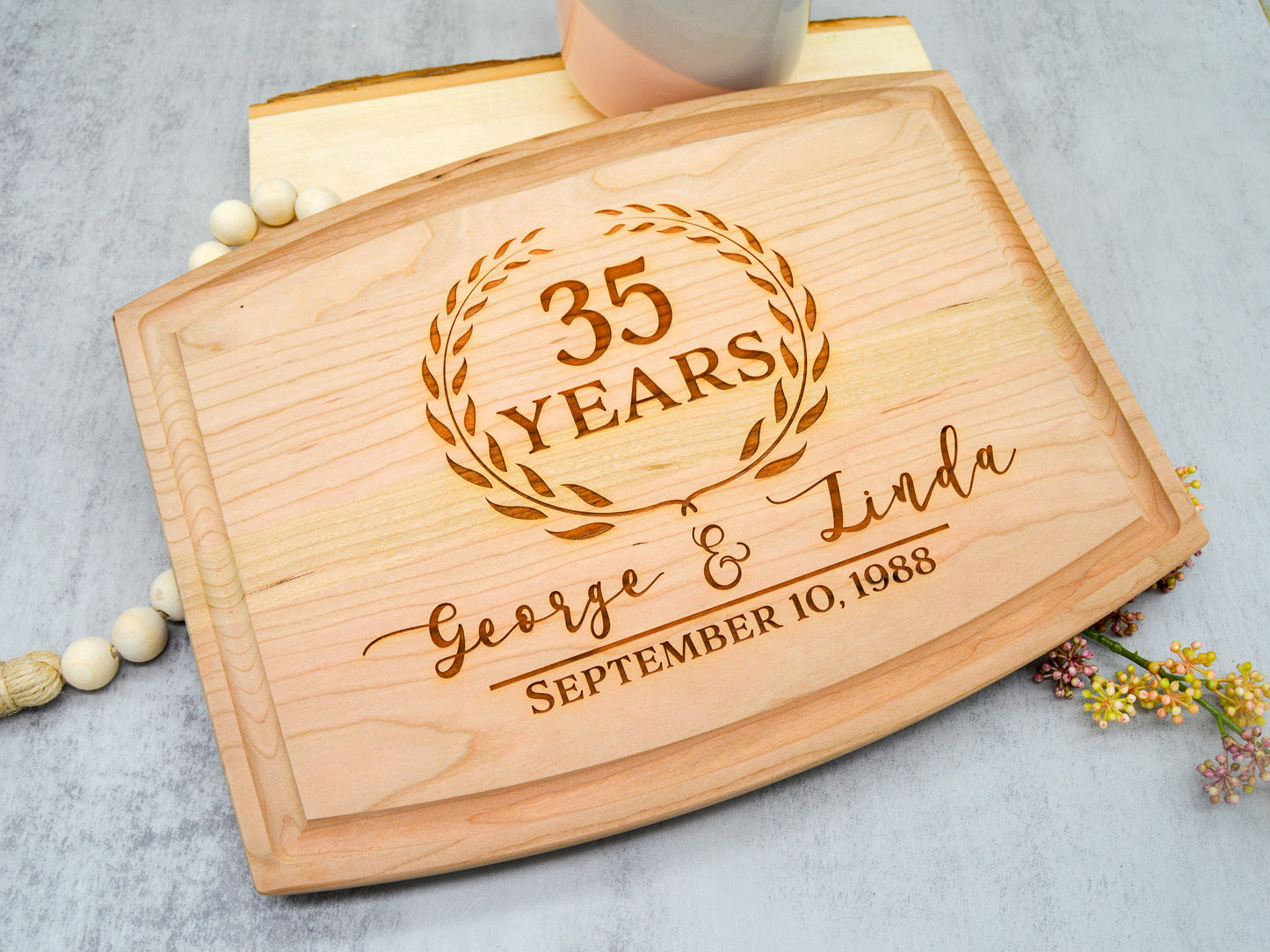 Anniversary Cutting Board | Personalized Engraved Cutting Board