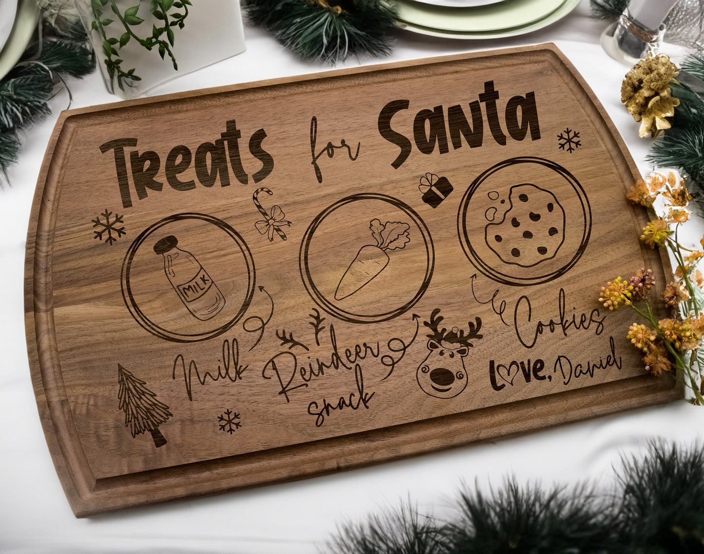 Santa Cookie Tray | Christmas Cutting Board | Personalized Engraved Cutting Board