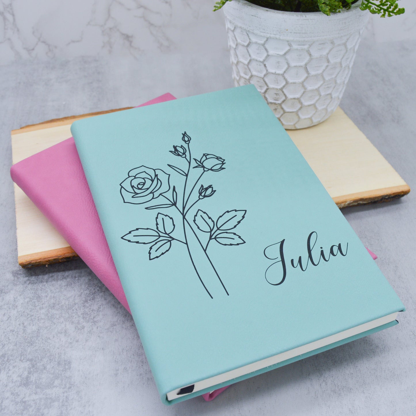 Birth Flower Journal, Birth Month Flower, Personalized Journal, Leather Journal, Prayer Journal, Gift for Her, Personalized Gift, Gratitude
