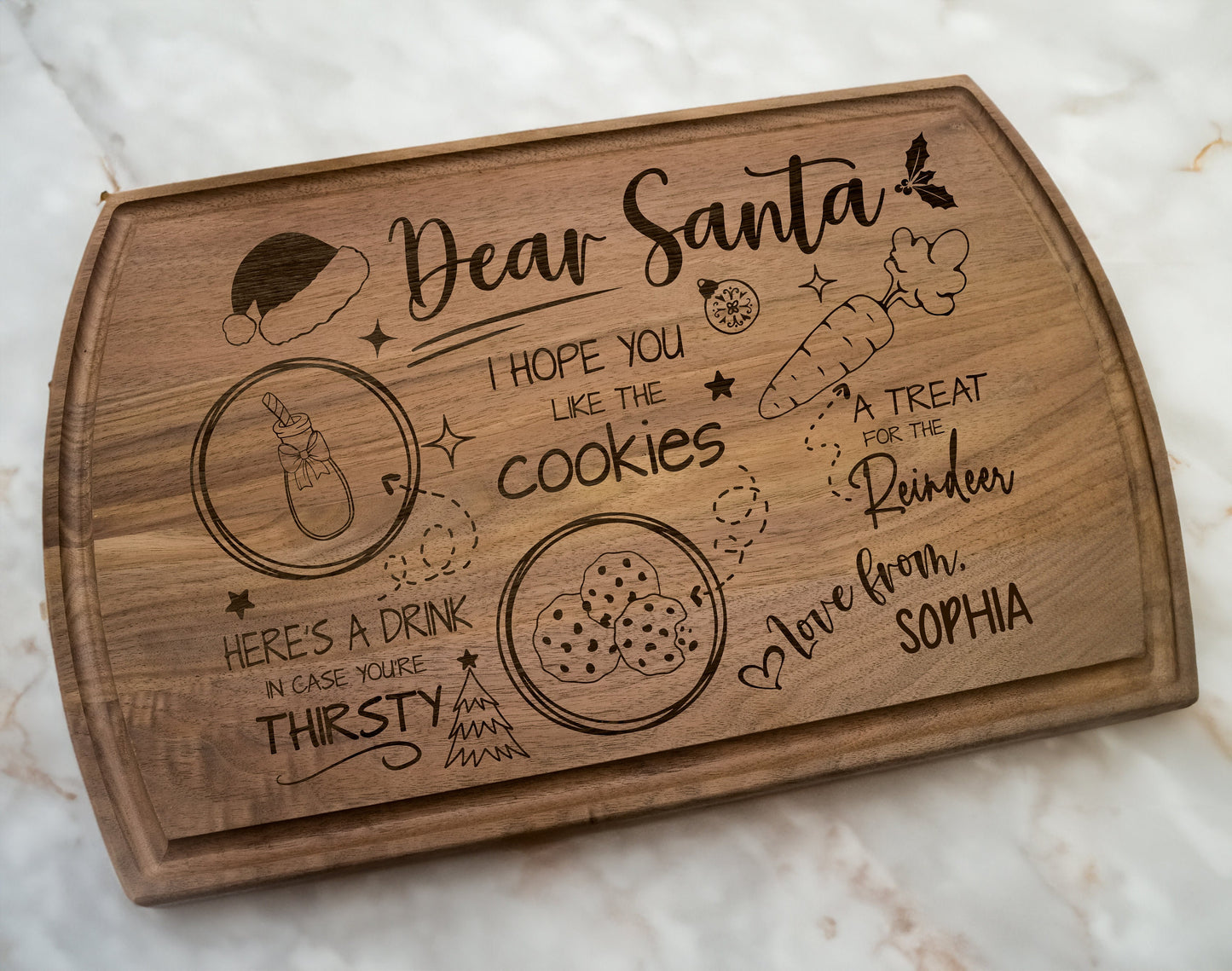 Christmas Cutting Board | Santa Cookie Tray