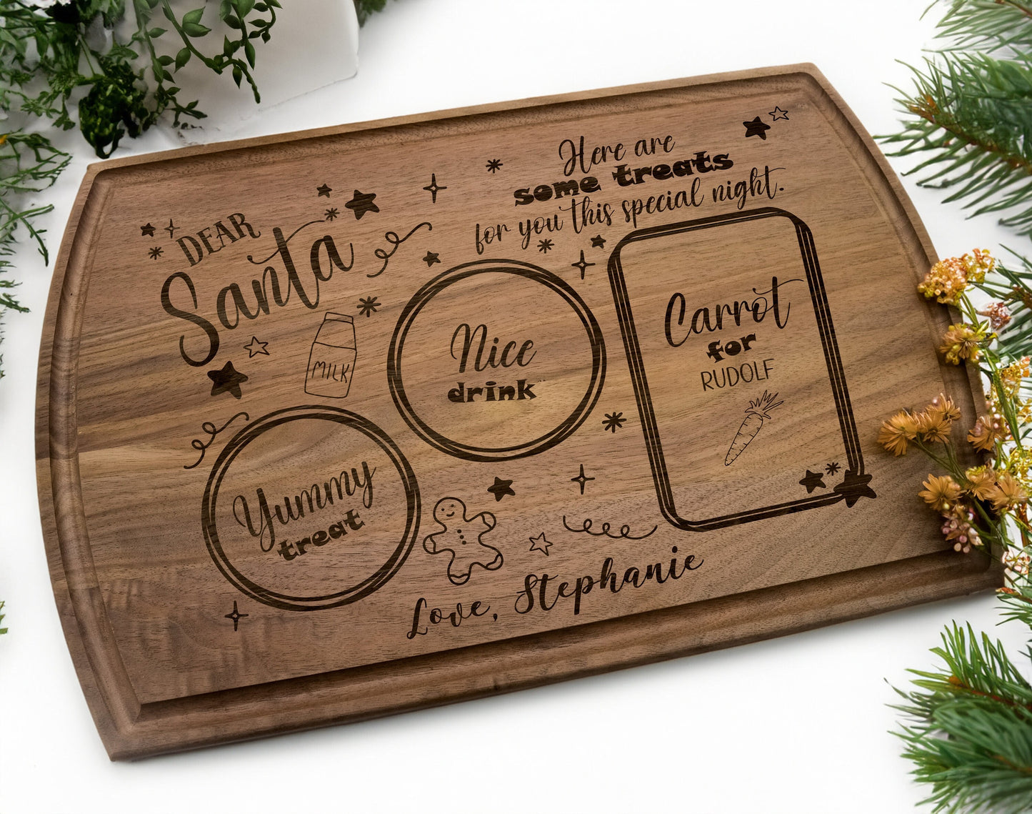 Santa Cookie Tray | Cookies For Santa Board | Christmas Cutting Board