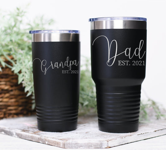 New Dad Gift, Grandparent Announcement, Grandpa Est, Dad Est Tumbler, New Daddy Gift, Grandfather To Be, Gift For Dad, Fathers Day Gift