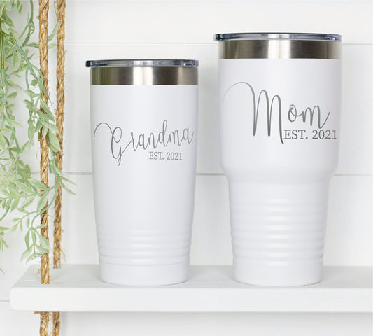 New Mom Gift, Mom Est Tumbler, Grandma Gift, Mom Established, Mom Appreciation, Mom Tumbler Personalized, Mama Tumbler, Mom Wine Tumbler