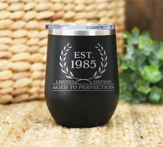 1985 Birthday Gift, Aged To Perfection Tumbler, 1985 Vintage, Birthday Gift for Her, Est 1985 Travel Tumbler, Born in 1985, Gift For Him