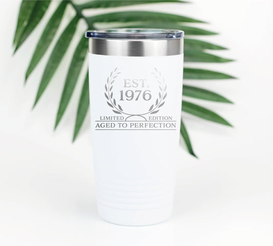 1976 Birthday Gift, Aged To Perfection Tumbler, 1976 Vintage, Birthday Gift for Her, Est 1976 Travel Tumbler, Born in 1976, Gift For Him