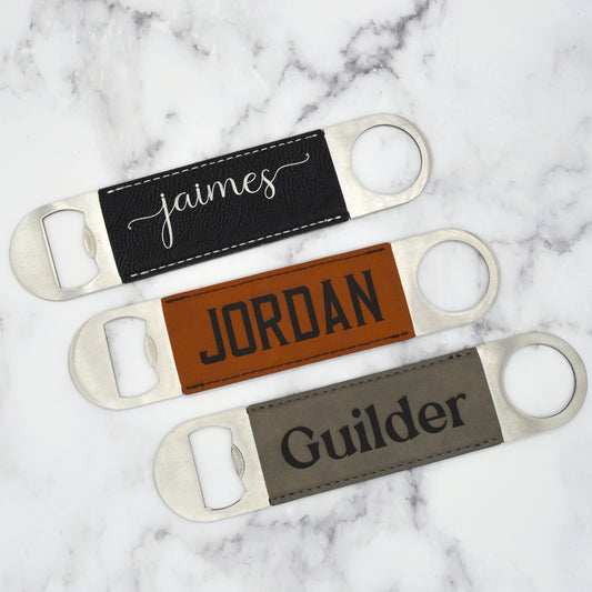 Custom Bottle Opener, Personalized Bottle Opener, Groomsmen Gift, Gift For Him, Beer Opener engraved, Wedding Gift, Leather Bottle Opener