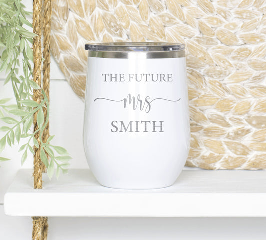 Future Mrs Wine Tumbler, Lucky Mr and Future Mrs, Future Mrs Gift, Bride and Groom Tumbler, Engagement Party, Newly Engaged Gift, Bride Gift
