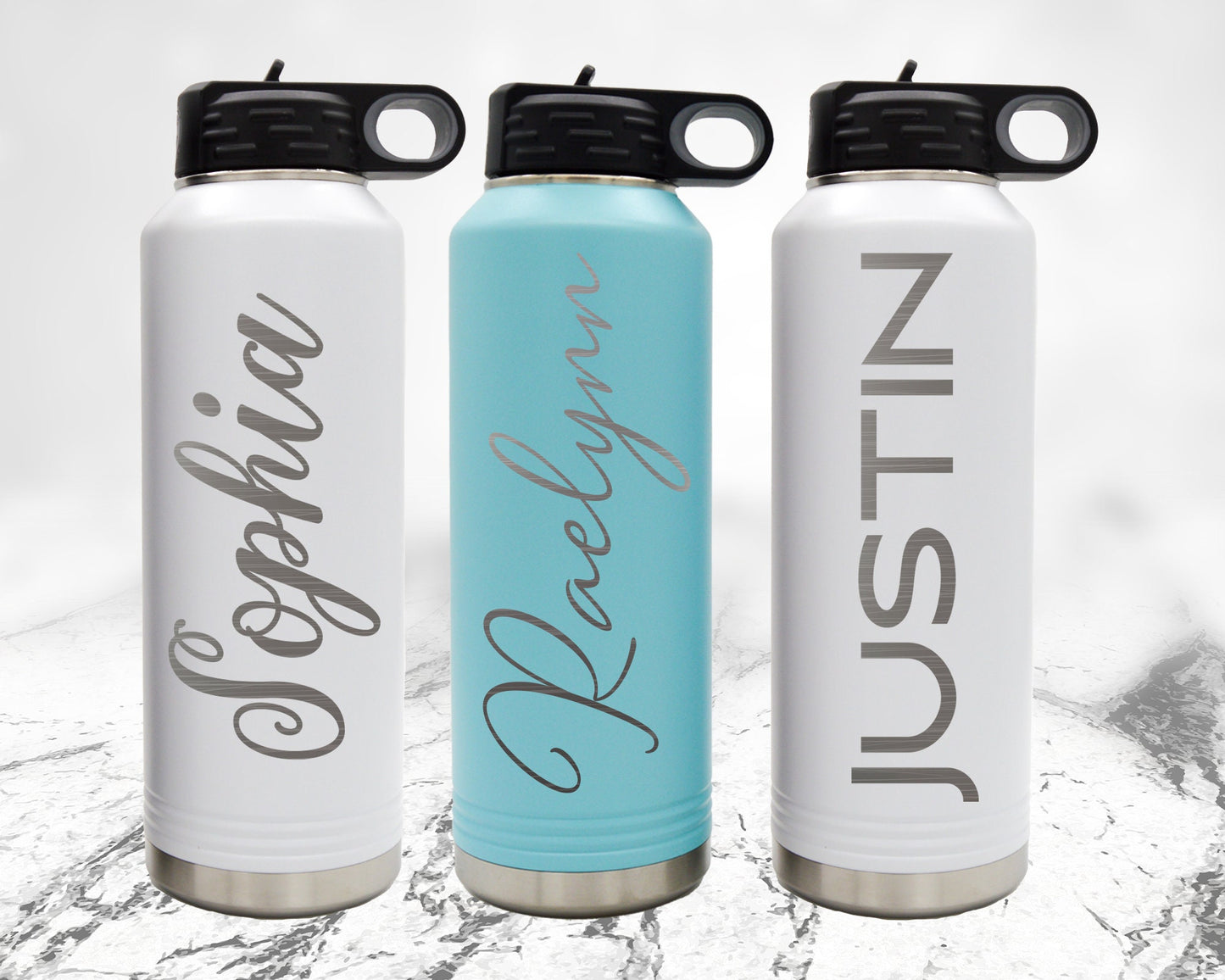Personalized Laser Engraved Water Bottle, Custom Water Bottle, Name Water Bottle, Water Bottle With Straw, Insulated Water Bottle, Team Gift