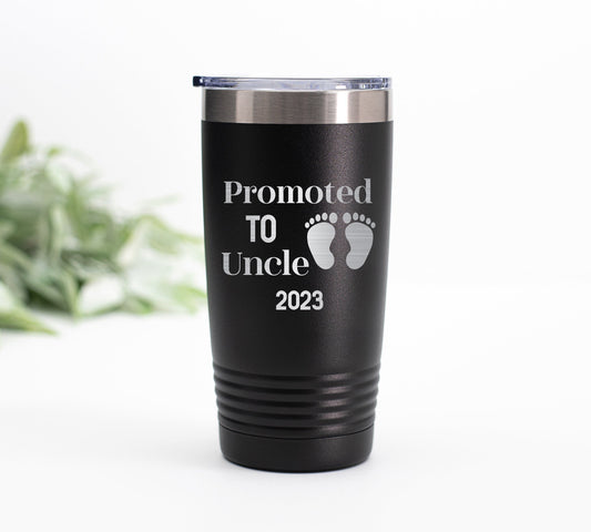 Promoted to Uncle Tumbler, Uncle Gift, Pregnancy Reveal Gift, Uncle to Be Gift, Pregnancy Announcement, Gift for Aunt, Uncle cup, Uncle Est