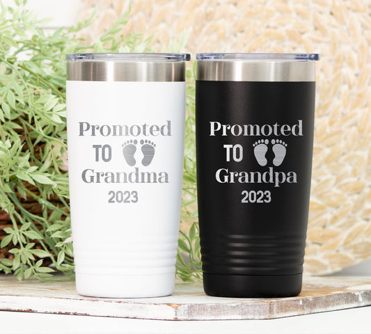 Promoted to Grandpa Tumbler, Promoted to Grandma Tumbler, Pregnancy Reveal, New Grandpa Gift, Pregnancy Announcement, Grandma Gift