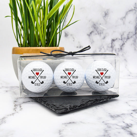 Custom Golf Balls, Wedding Golf Ball, Golf Gift, Wedding Day Gift, Fore-Ever Golf Ball, Anniversary Gift, Wedding Favors, Wedding Party #0066