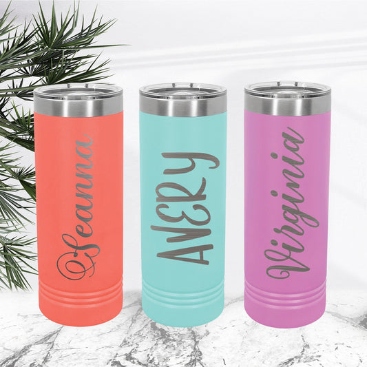 Personalized Tumbler with Straw, Insulated Tumbler, Bridesmaid Tumbler, Custom Tumbler, Stainless Steel Cup, Skinny Tumbler, Girls Trip