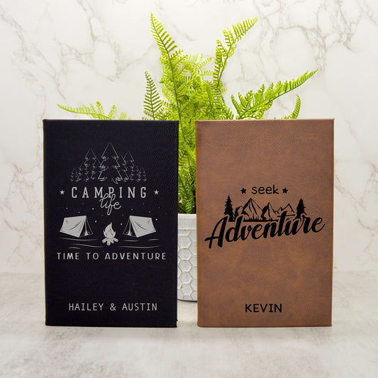 Travel Journal, Travel Notebook, Adventure Journal, Camping Journal, Travel Gift, Camper Notebook, Custom Journal, Leatherette Journal, RV