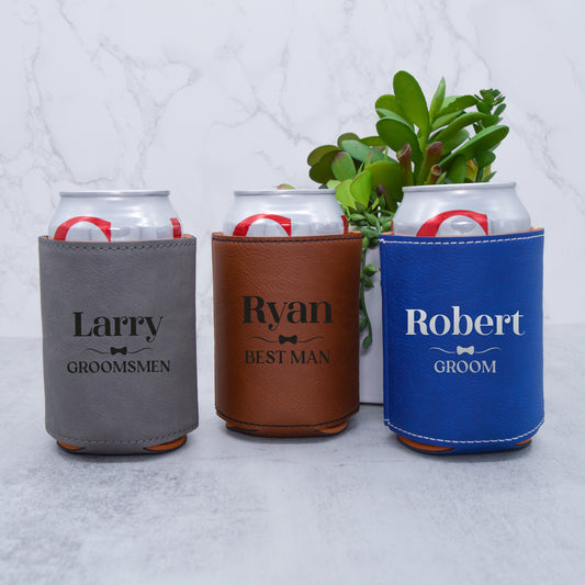 Groomsmen Can Cooler Holder, Bachelor Party Gifts, Engraved Can Cooler, Groomsmen Gifts Personalized, Beer Can Holder, Bottle Holder