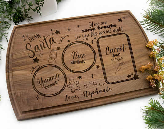 Santa Cookie Tray | Cookies For Santa Board | Christmas Cutting Board