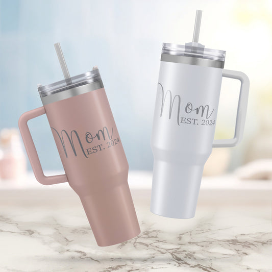 Mom Tumbler, New Mom Gift, Mom Est Tumbler, Mom and Dad Cups, Mama Tumbler, Mothers Day Gifts, Mom Cup, Mommy Tumbler, Mums Gift, Grandma