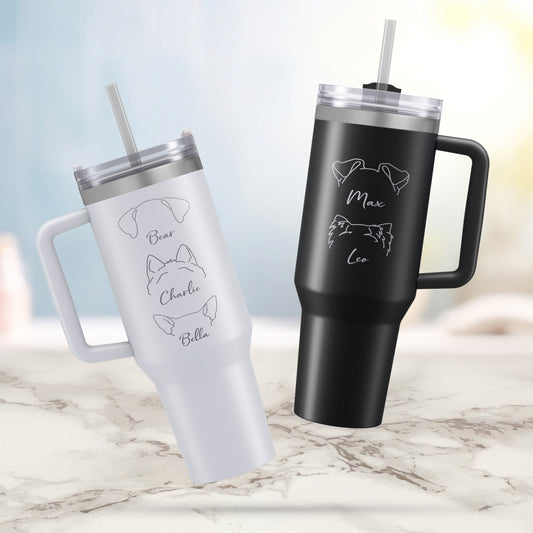 Personalized Dog Mom Tumbler, Custom Dog Ear Tumbler, Gift for Dog Mom, Custom Tumbler, Personalized Dog, Dog Memorial, Gifts for Dog Dad