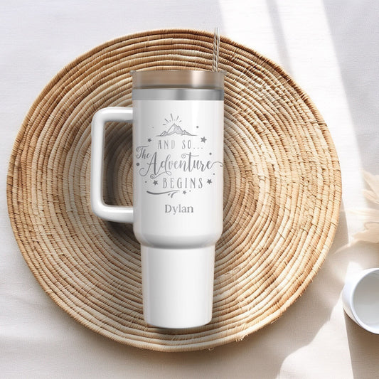 Personalized 40oz Tumbler, Travel Tumbler, Engraved Tumbler, Travel Mug, Personalized Gift, Personalized Vacation Tumbler, Camping Gifts